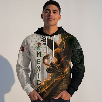 Mexico Flag Eagle Serpent Lightning Aztec Pyramid Heritage Power Pride Hoodie