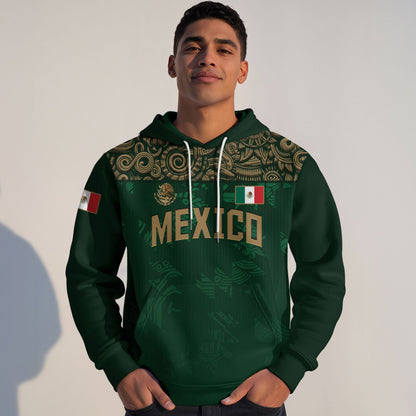 Mexican Dark Green Gold Eagle Snake Flag Heritage Mens Sudadera De Mexico Hoodie
