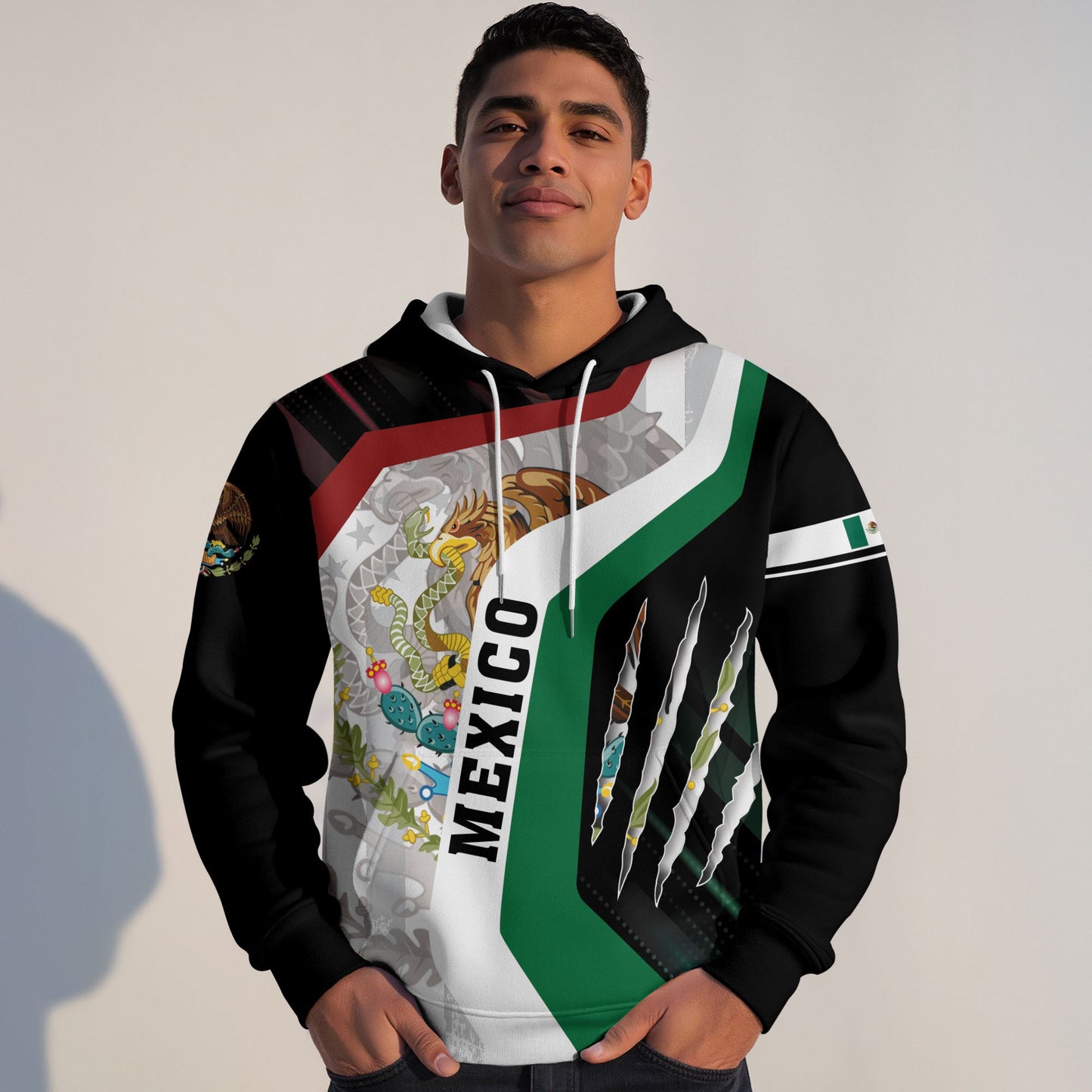 Mexico Pride Black Eagle Snake National Flag Heritage Mens Sudadera De Mexico Hoodie