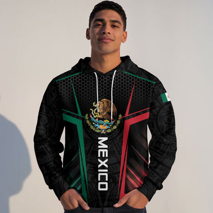 Mexican Black Green Red Flag Eagle Aztec Hexagon Mens Sudadera De Mexico Hoodie