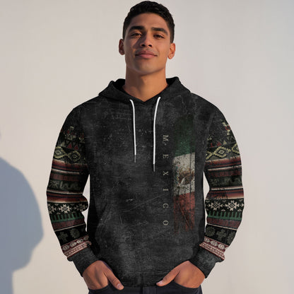 Mexican American Flag Distressed Tribal Pattern Heritage Mens Sudadera Hoodie