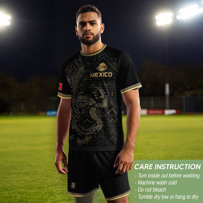 Mexico Heritage Orgullo Mexicano Black Gold Aztec Quetzalcoatl Pyramid Soccer Jersey