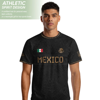 Mexico Heritage Black Bronze Vintage Athletic Aztec Calendar Soccer Jersey