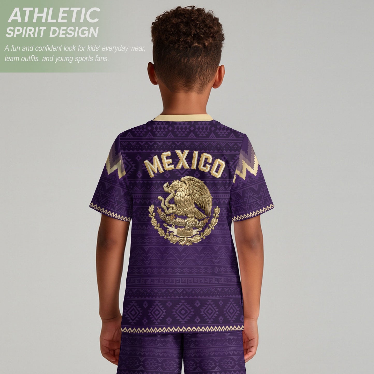 Mexico Soccer Jersey Kids Set Aztec Warrior Purple Gold Mexican Football