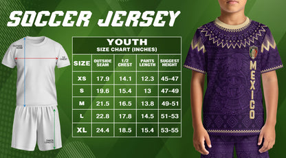 Mexico Soccer Jersey Kids Set Aztec Warrior Purple Gold Mexican Football