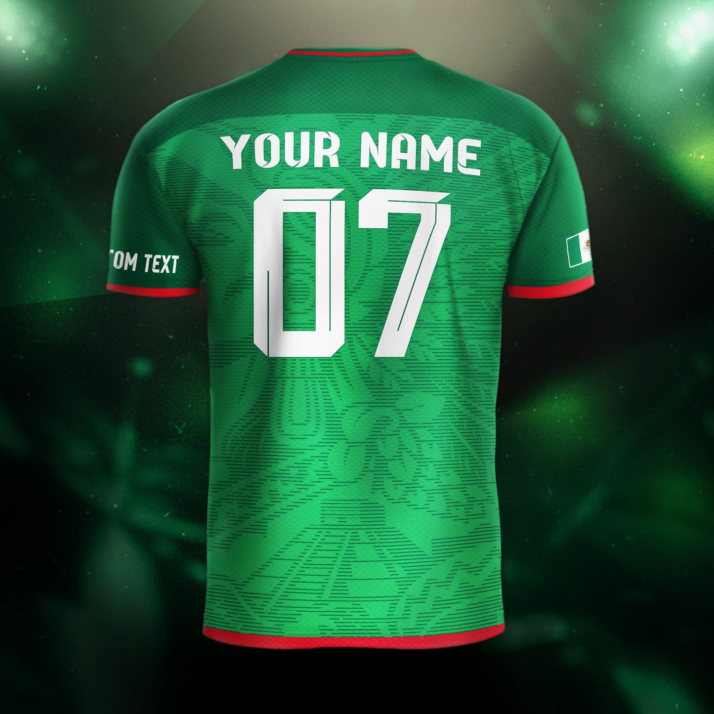 Custom Mexico Green Aztec Pattern Crest Design Soccer Jersey