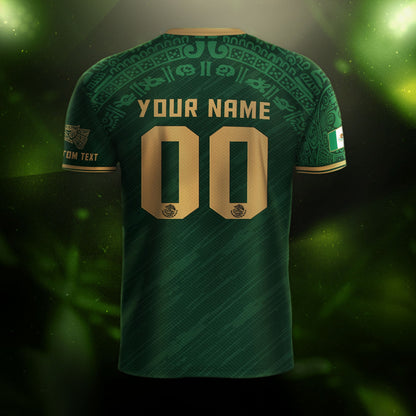 Custom Mexico Soccer Jersey Aztec Calendar Green Edition