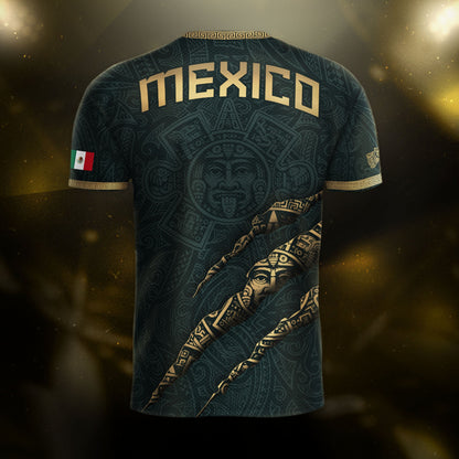 Test - Mexico Soccer Jersey Dark Green Aztec Eagle and Warrior Claw Design (Copy)