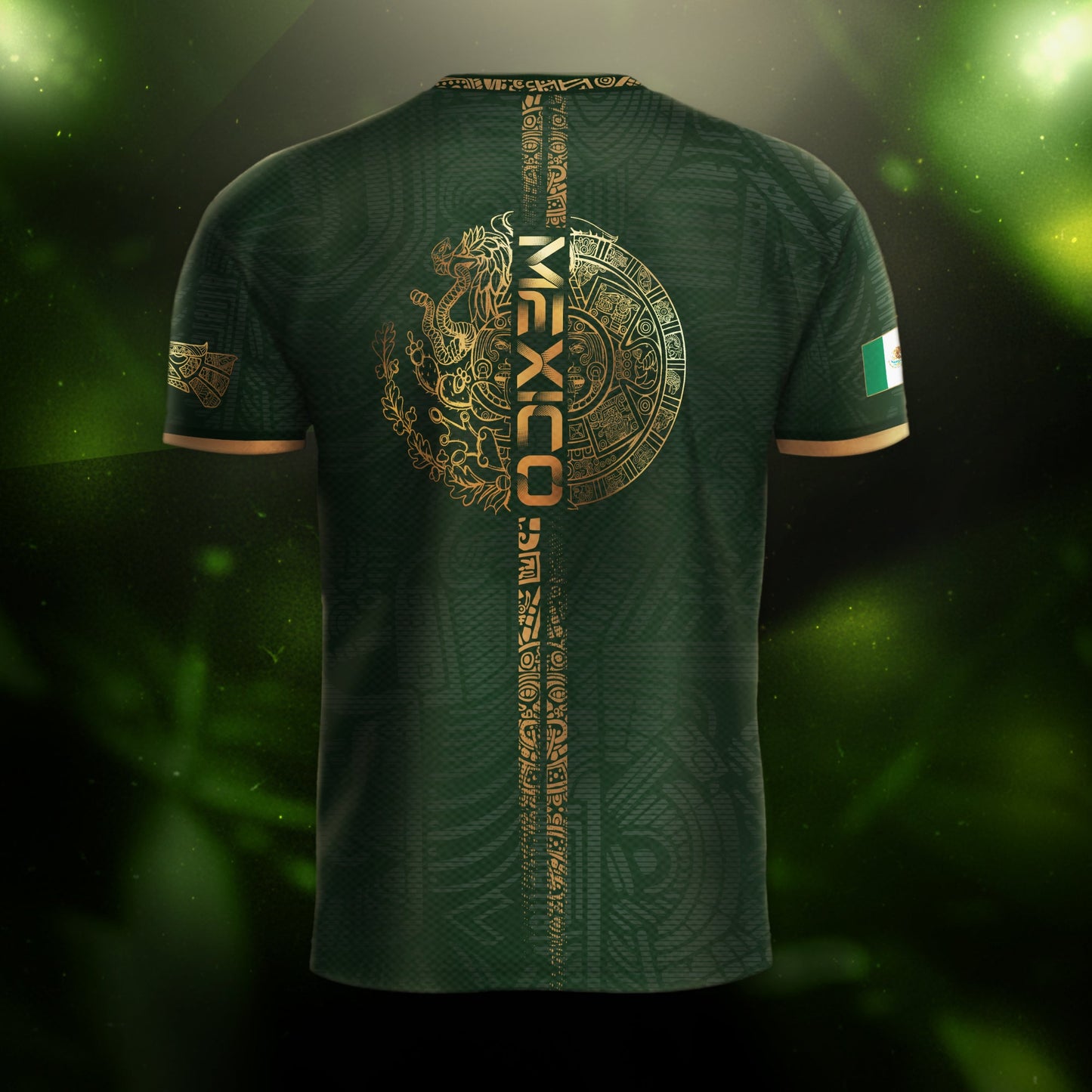 Mexico Green Gold Eagle Aztec Heritage Soccer Jersey Bundle