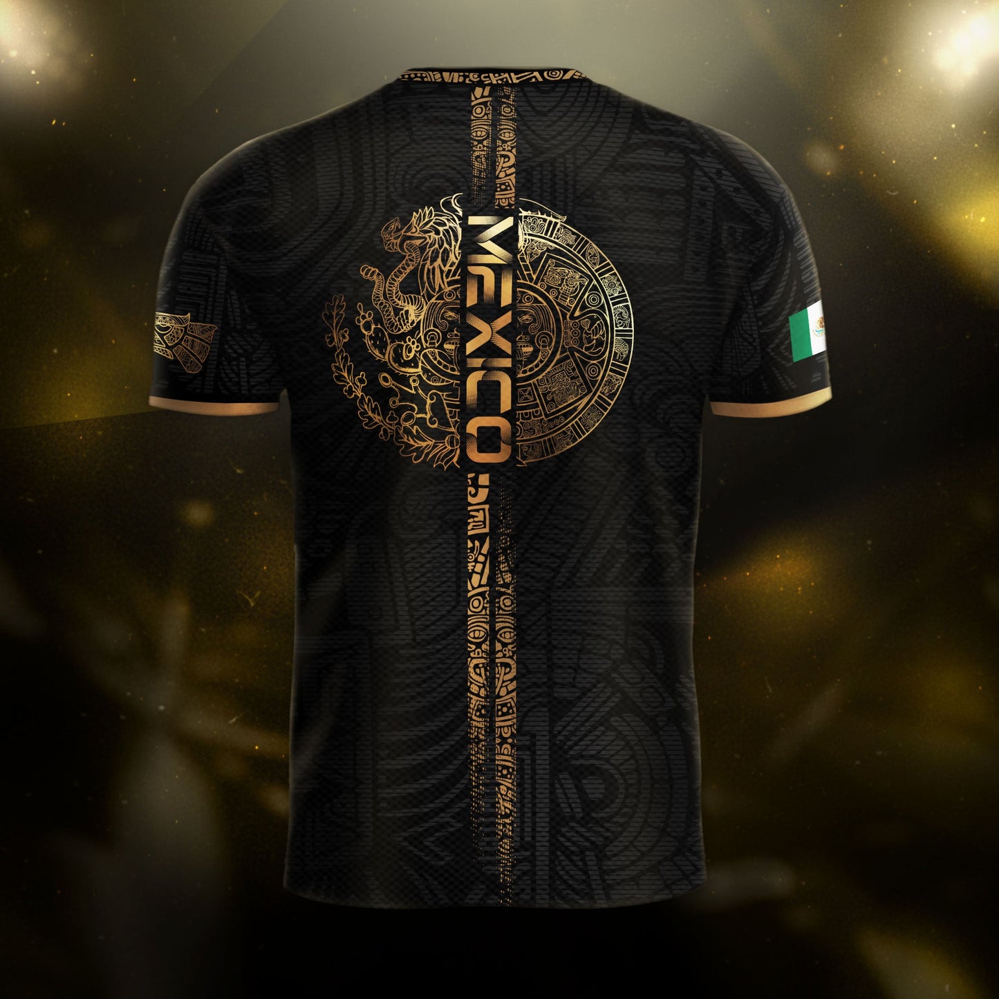 Mexico Black Gold Eagle Aztec Warrior Heritage Soccer Jersey Bundle