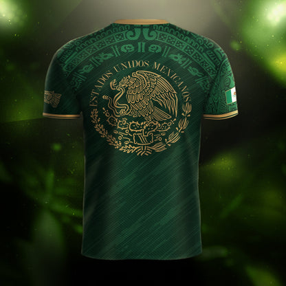 Mexico Green Gold Aztec Calendar Heritage National Pride Jersey