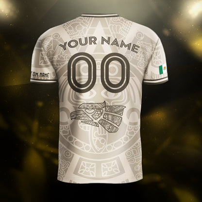 Custom Mexico Soccer Jersey Beige Brown Aztec Calendar Design