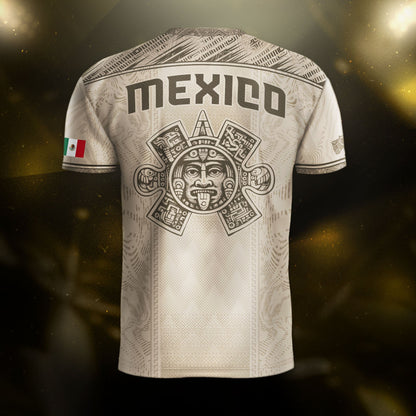 Mexico Soccer Jersey Beige Aztec Eagle Heritage Design