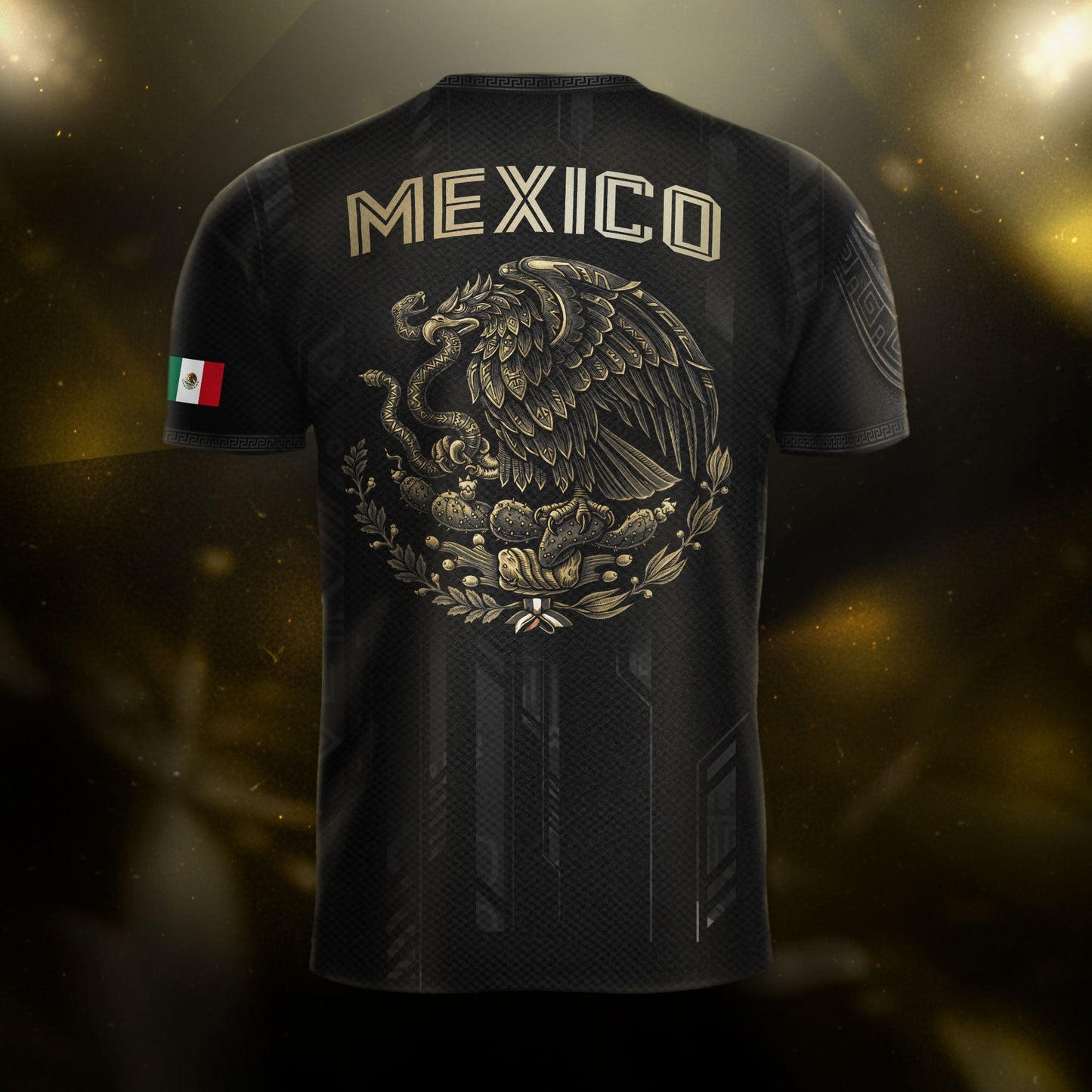 Mexico Black Gold Aztec Mayan Calendar Eagle Heritage National Soccer Jersey
