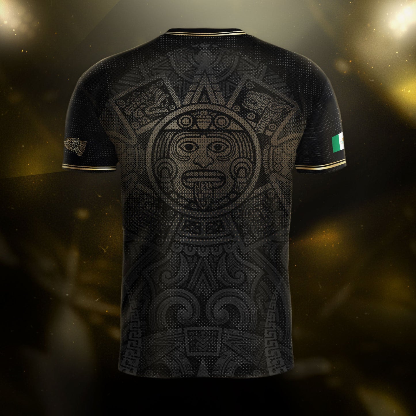Mexico Black Gold Aztec Calendar Sun God Heritage National Soccer Jersey