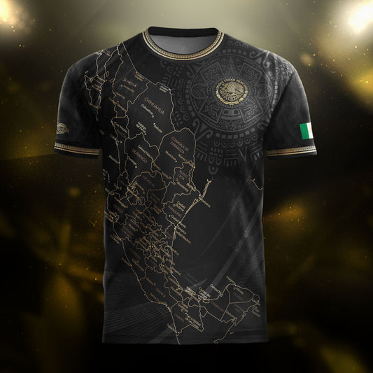 Mexico Soccer Jersey Black Aztec Sunstone Heritage Map Design Bundle