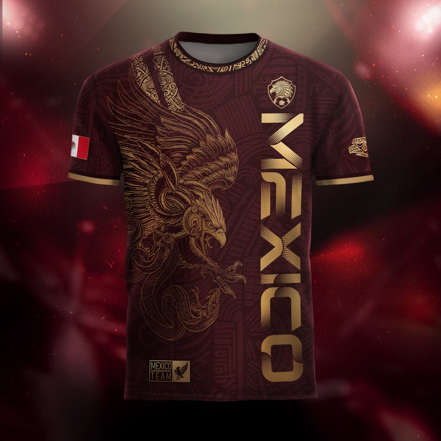 Mexico Burgundy Aztec Eagle Heritage Soccer Jersey (Bundle)
