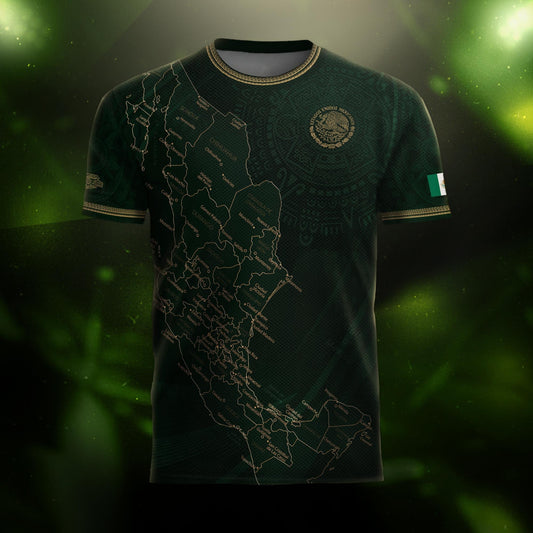 Mexico Green Map Design Aztec Heritage Pride Soccer Jersey
