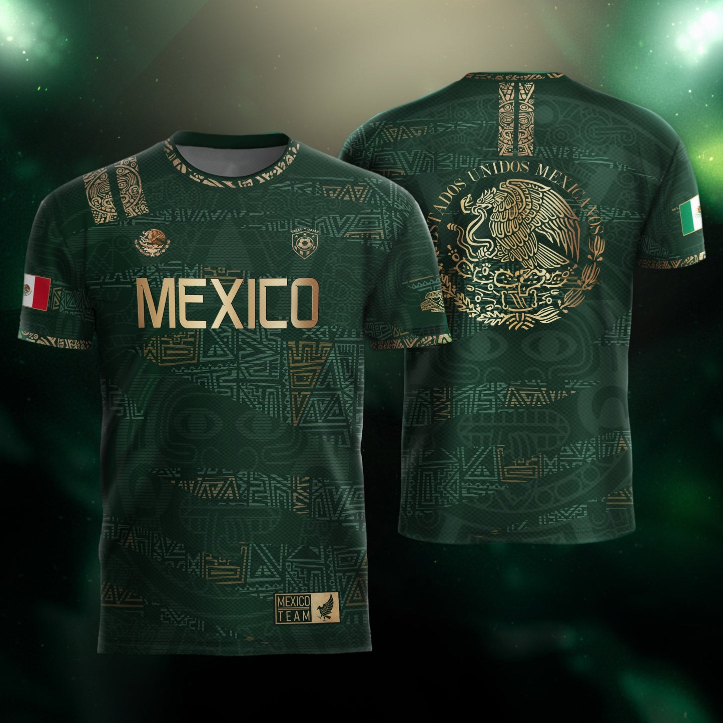 Mexico Green Gold Aztec Heritage Soccer Jersey