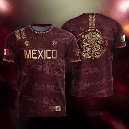 Mexico Aztec Heritage Soccer Jersey 3-Pack Bundle – Green Gold + Burgundy Gold Eagle Crest + Black Gold Eagle Crest