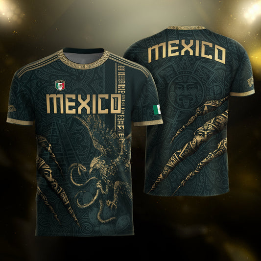 Test - Mexico Soccer Jersey Dark Green Aztec Eagle and Warrior Claw Design (Copy)