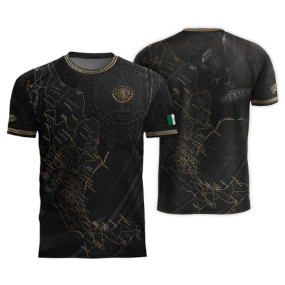 Mexico Soccer Jersey Black Aztec Sunstone Heritage Map Design Bundle