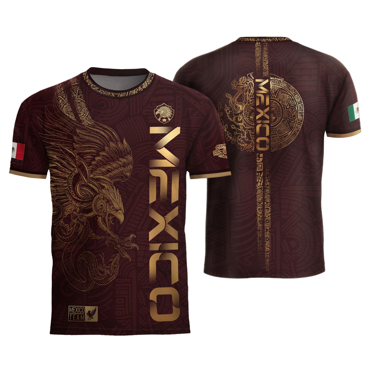 Mexico Burgundy Aztec Eagle Heritage Soccer Jersey (Bundle)