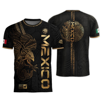 Mexico Black Gold Eagle Aztec Warrior Heritage Soccer Jersey Bundle