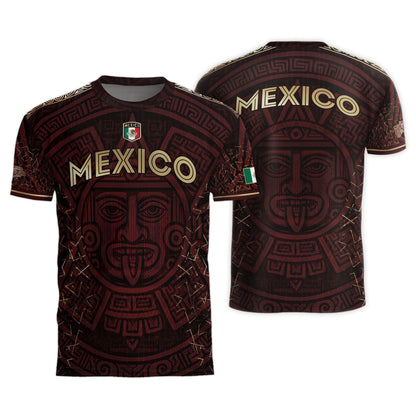 Mexico Burgundy Aztec Sun God Heritage Soccer Jersey