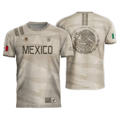 Mexico Beige Aztec Heritage Soccer Jersey