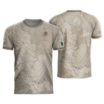 Mexico Beige Map Design Aztec Heritage Pride Soccer Jersey