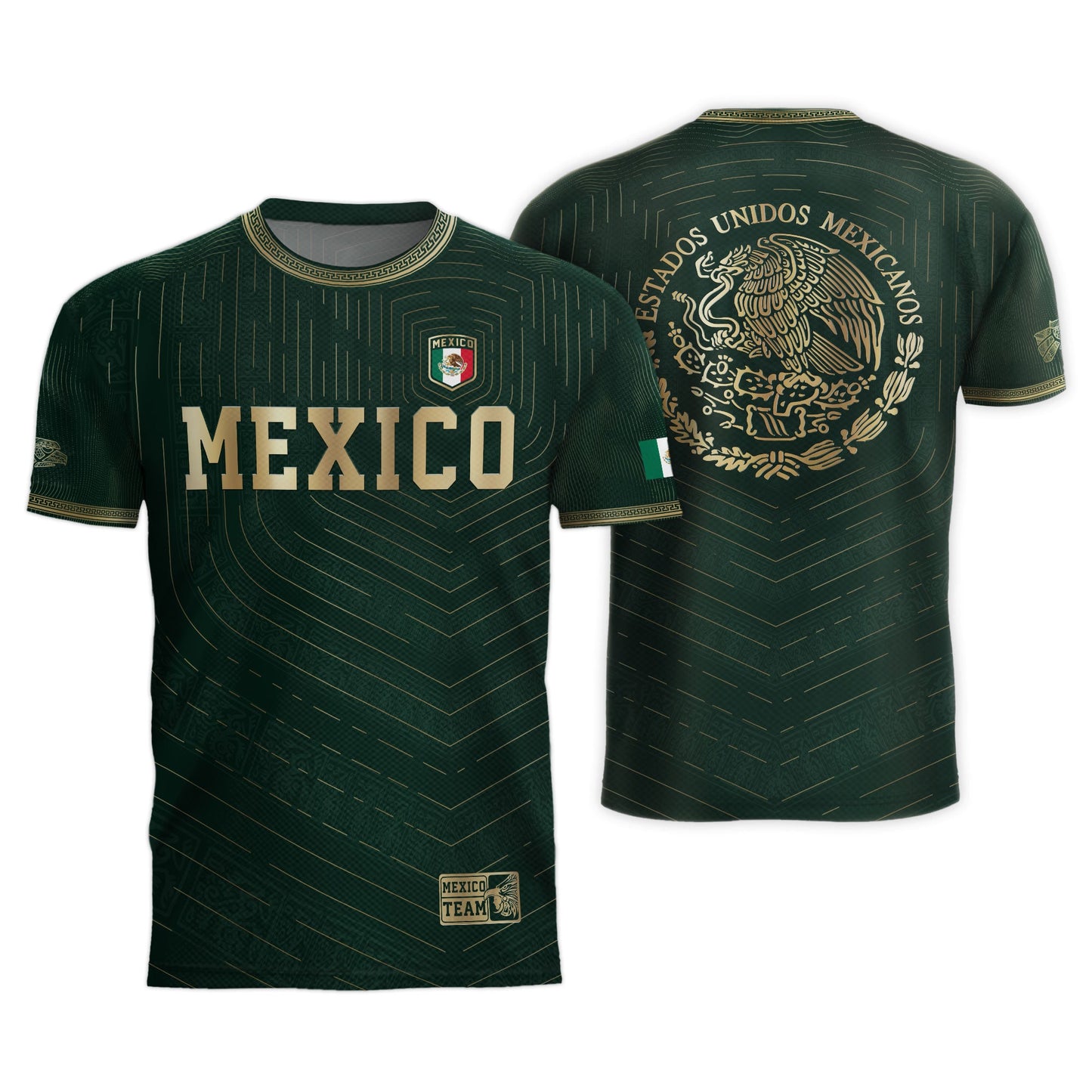 Mexico Green Gold Eagle Heritage Estados Unidos Mexicanos Soccer Jersey