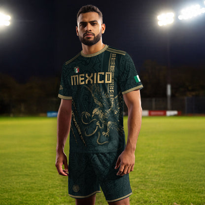 Test - Mexico Soccer Jersey Dark Green Aztec Eagle and Warrior Claw Design (Copy)