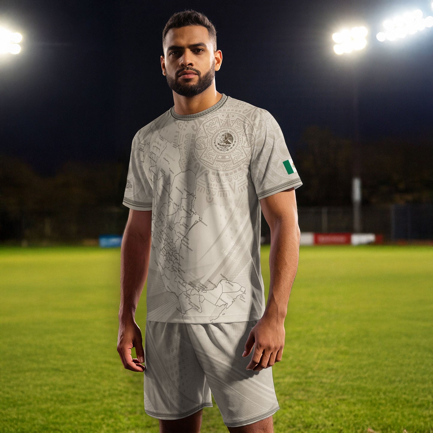 Mexico Beige Map Design Aztec Heritage Pride Soccer Jersey
