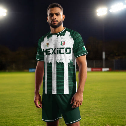 Mexico White Green Aztec Calendar Sun God Heritage National Soccer Jersey