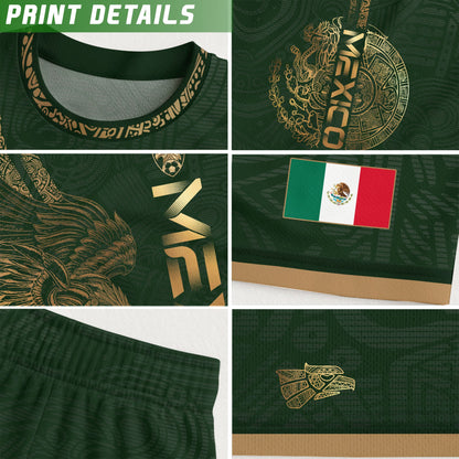 Mexico Aztec Gold Eagle Soccer Jersey 3-Pack Bundle – Black Gold Warrior + Green Gold Heritage + Burgundy Eagle Heritage