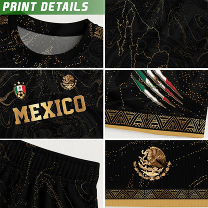 Mexico Black Gold Map Heritage Soccer Jersey