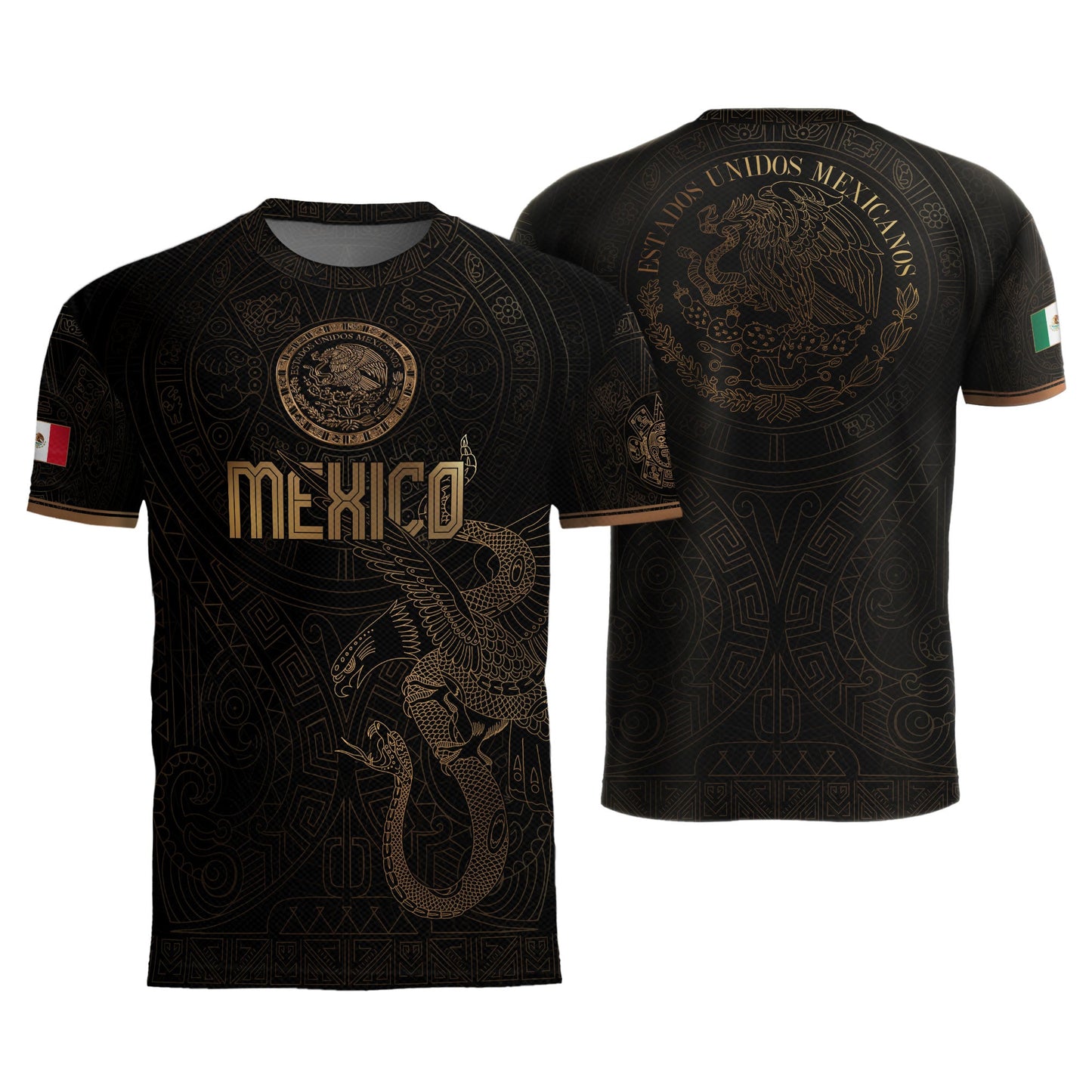 Mexico Black Gold Eagle Snake Heritage Estados Unidos Mexicanos National Soccer Jersey
