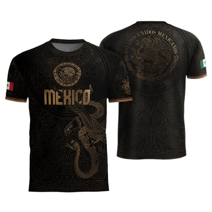 Mexico Black Gold Eagle Snake Heritage Estados Unidos Mexicanos National Soccer Jersey
