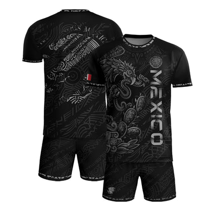 Mexico Black Grey Feathered Serpent Heritage Mens Football Soccer Jersey