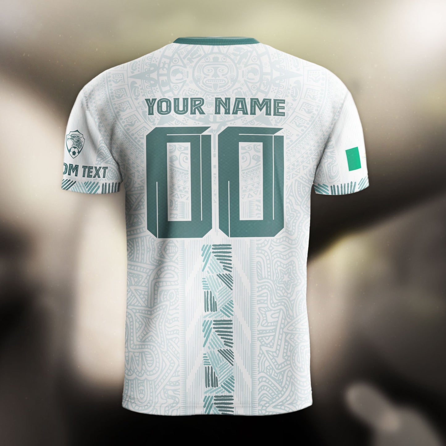 Custom Mexico White Aztec Calendar Design Soccer Jersey