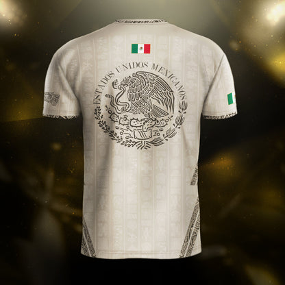 Mexico Beige Aztec Pattern Eagle Heritage Pride Soccer Jersey