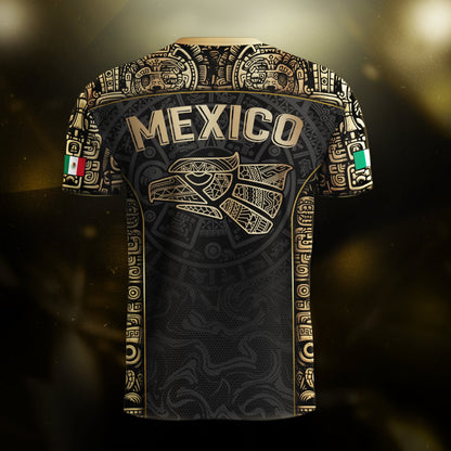 Mexico Aztec Black Gold Limited Edition Eagle Pattern Soccer Jersey