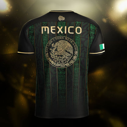 Mexico Green Black Aztec Ancient Heritage National Seal Mens Football Soccer Jersey