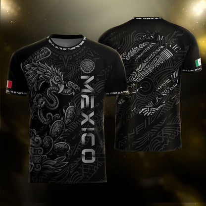 Mexico Black Grey Feathered Serpent Heritage Mens Football Soccer Jersey