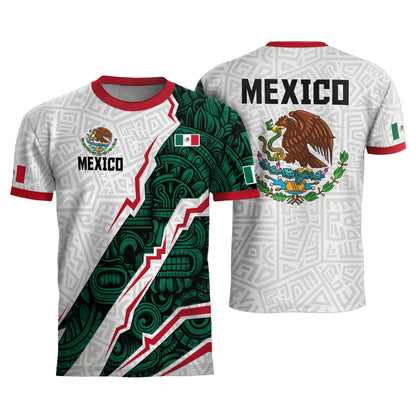 Mexico White Aztec Eagle Design Soccer Jersey