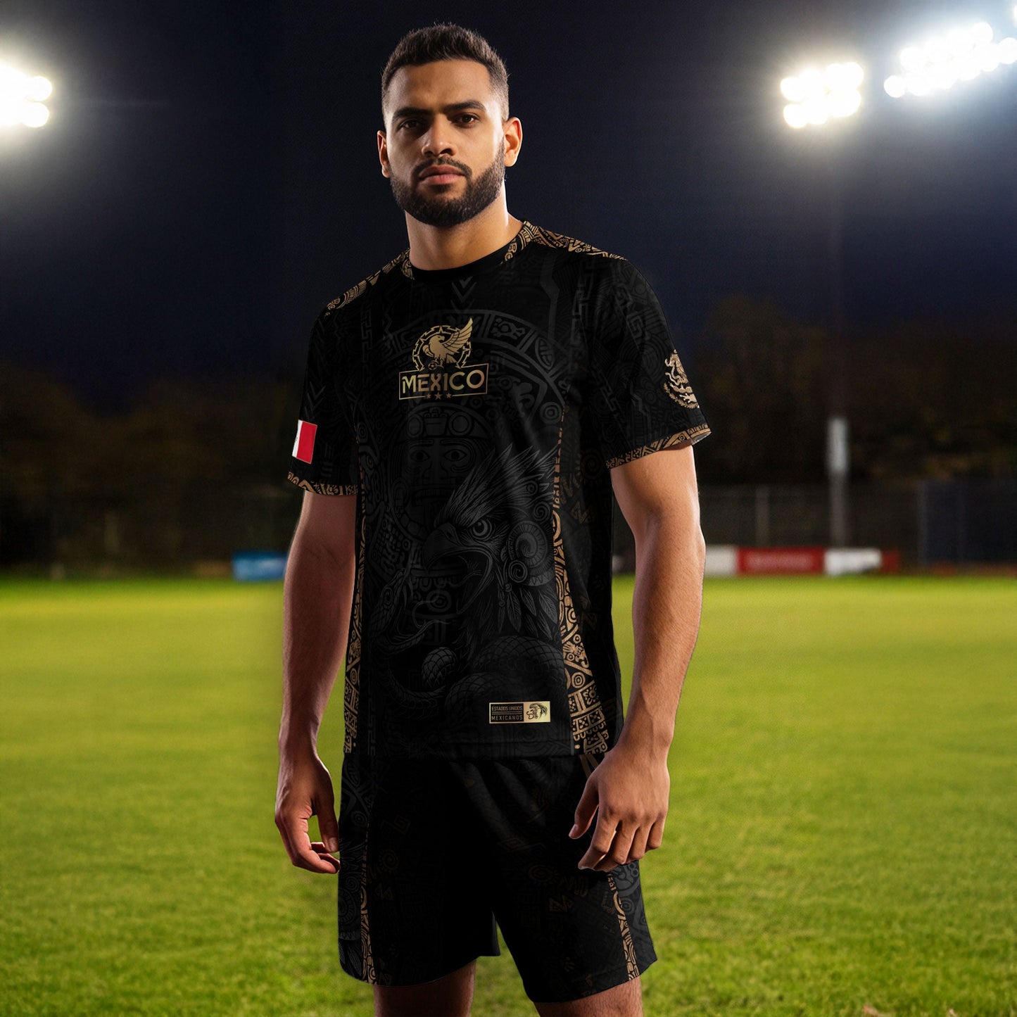 Mexico Black Aztec Sunstone Eagle Heritage Soccer Jersey