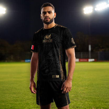 Mexico Black Aztec Sunstone Eagle Heritage Soccer Jersey
