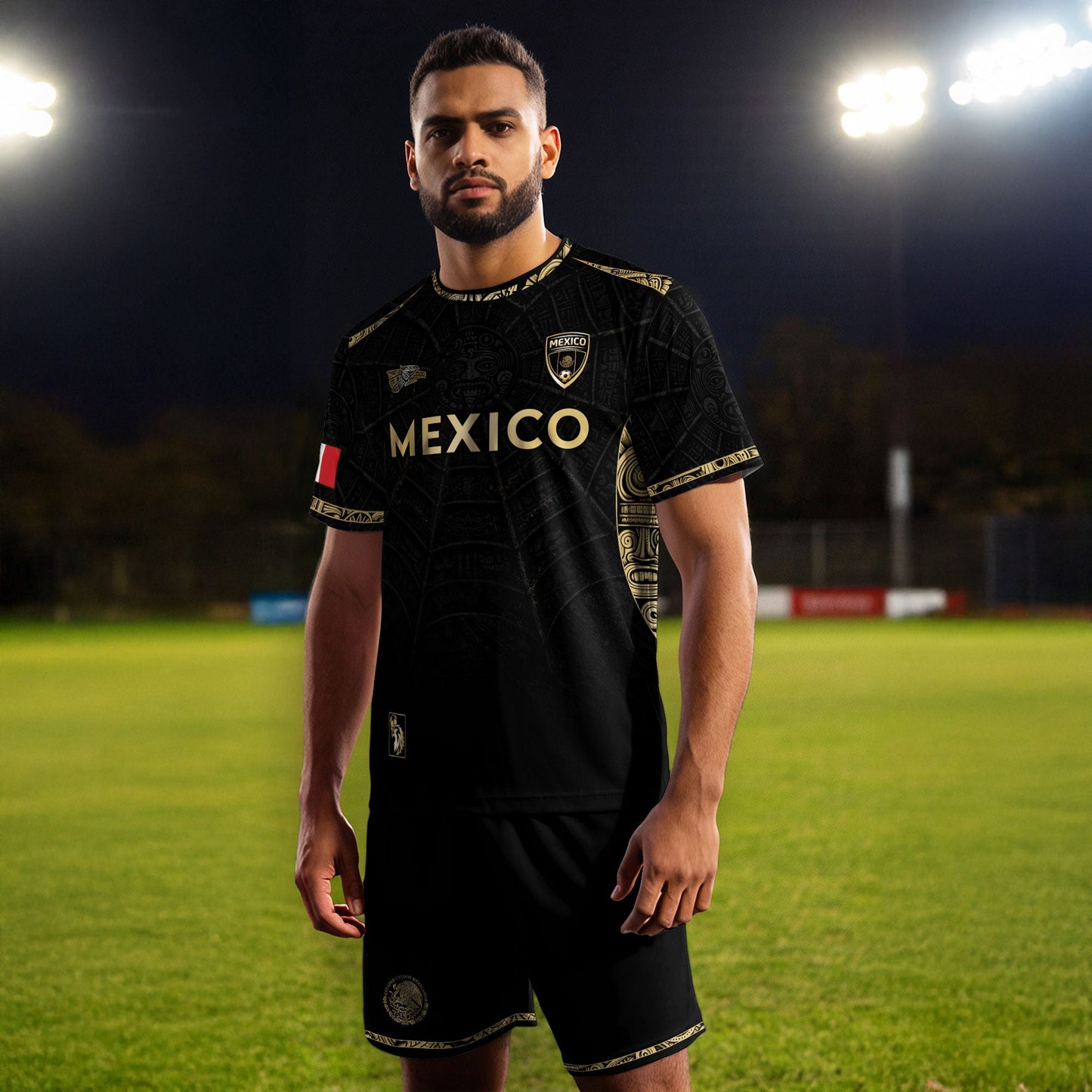 Mexico Black Gold Eagle Heritage Estados Unidos Mexicanos Football Soccer Jersey