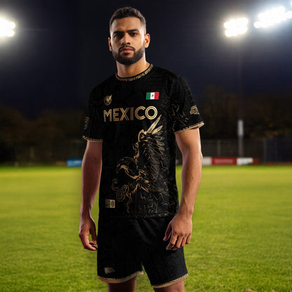 Mexico Black Gold Flag Heritage Estados Unidos Mexicanos National Soccer Jersey